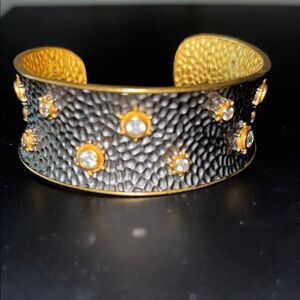 Gold and Black Textured Bracelet with Bold Design